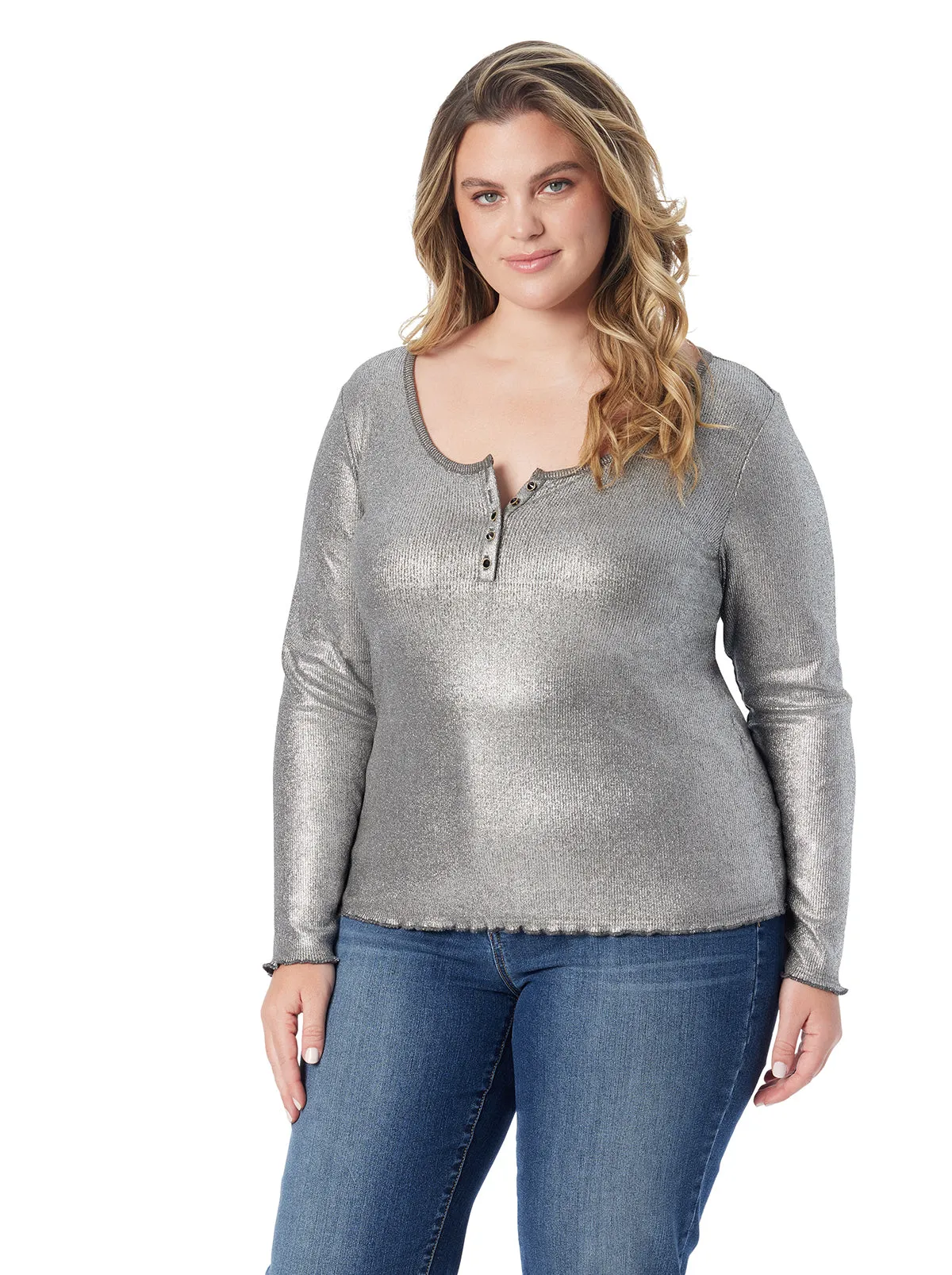 Tahani Henley Top in Silver Grey sold by Jessica Simpson product image thumbnail 5