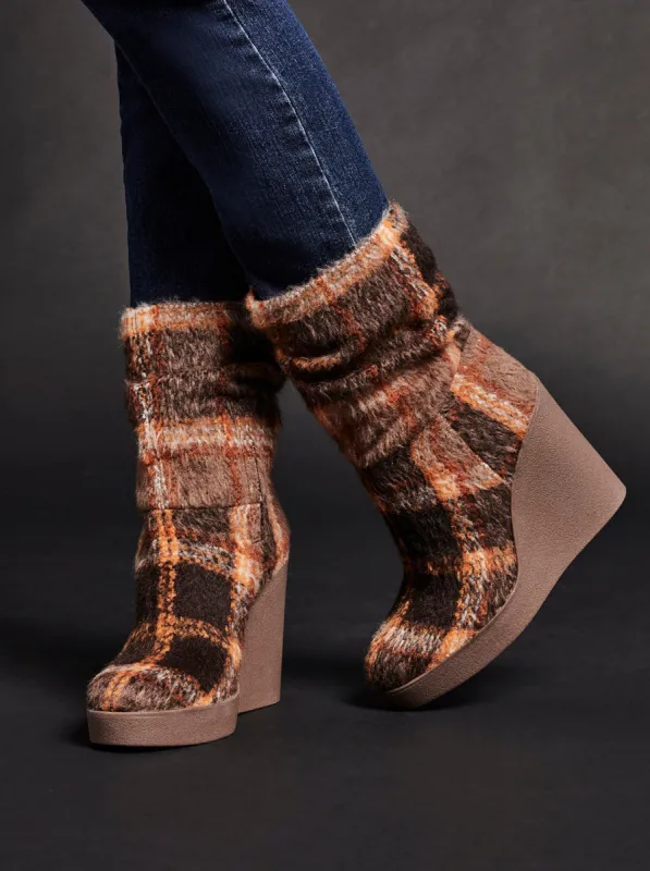 Mynette Slouch Wedge Bootie in Mocha Combo sold by Jessica Simpson