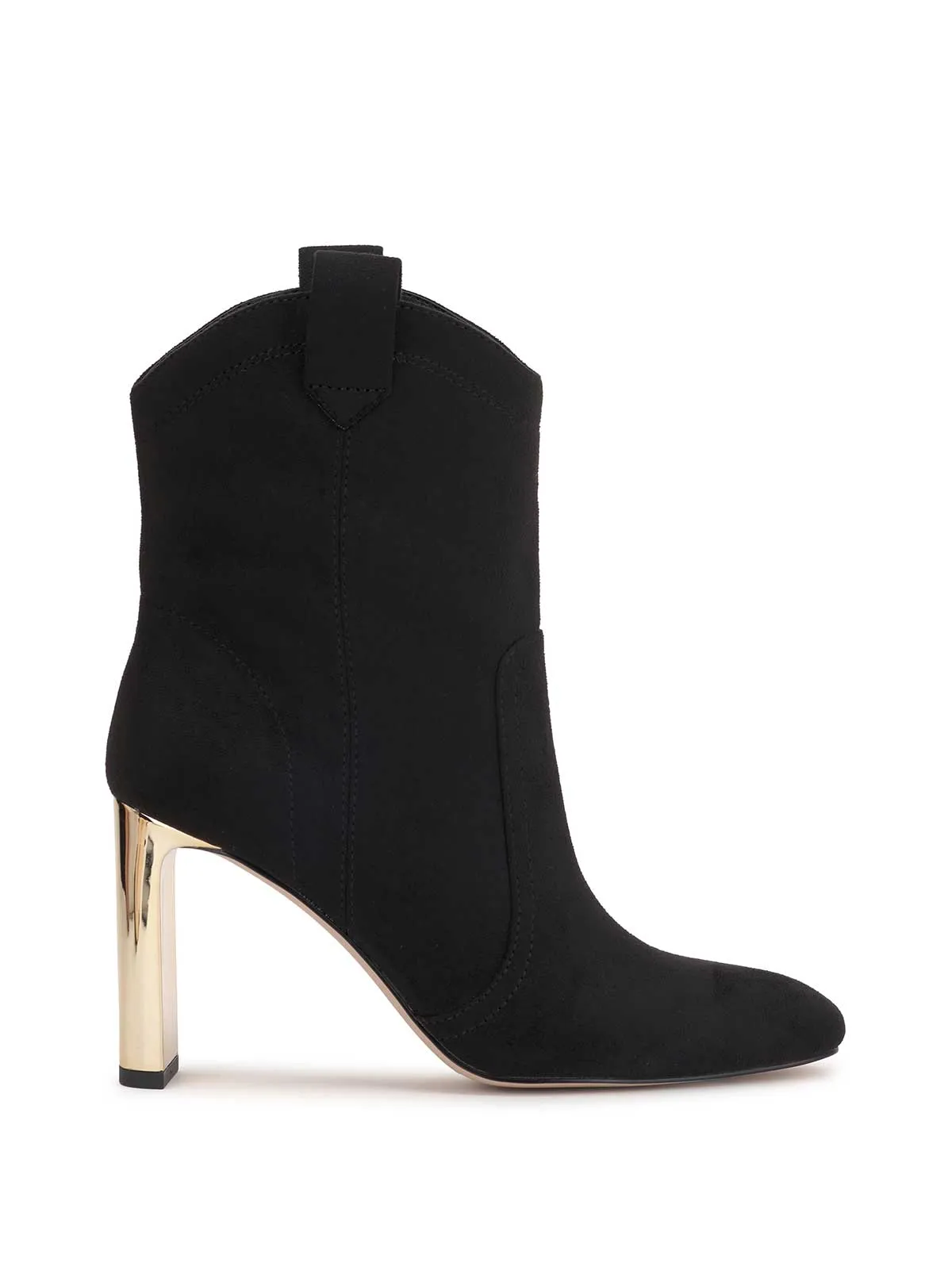 Xovira Heeled Bootie in Black Suede sold by Jessica Simpson