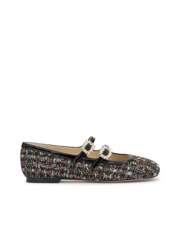 Allista Buckle Ballet Flat in Sparkle Tweed sold by Jessica Simpson