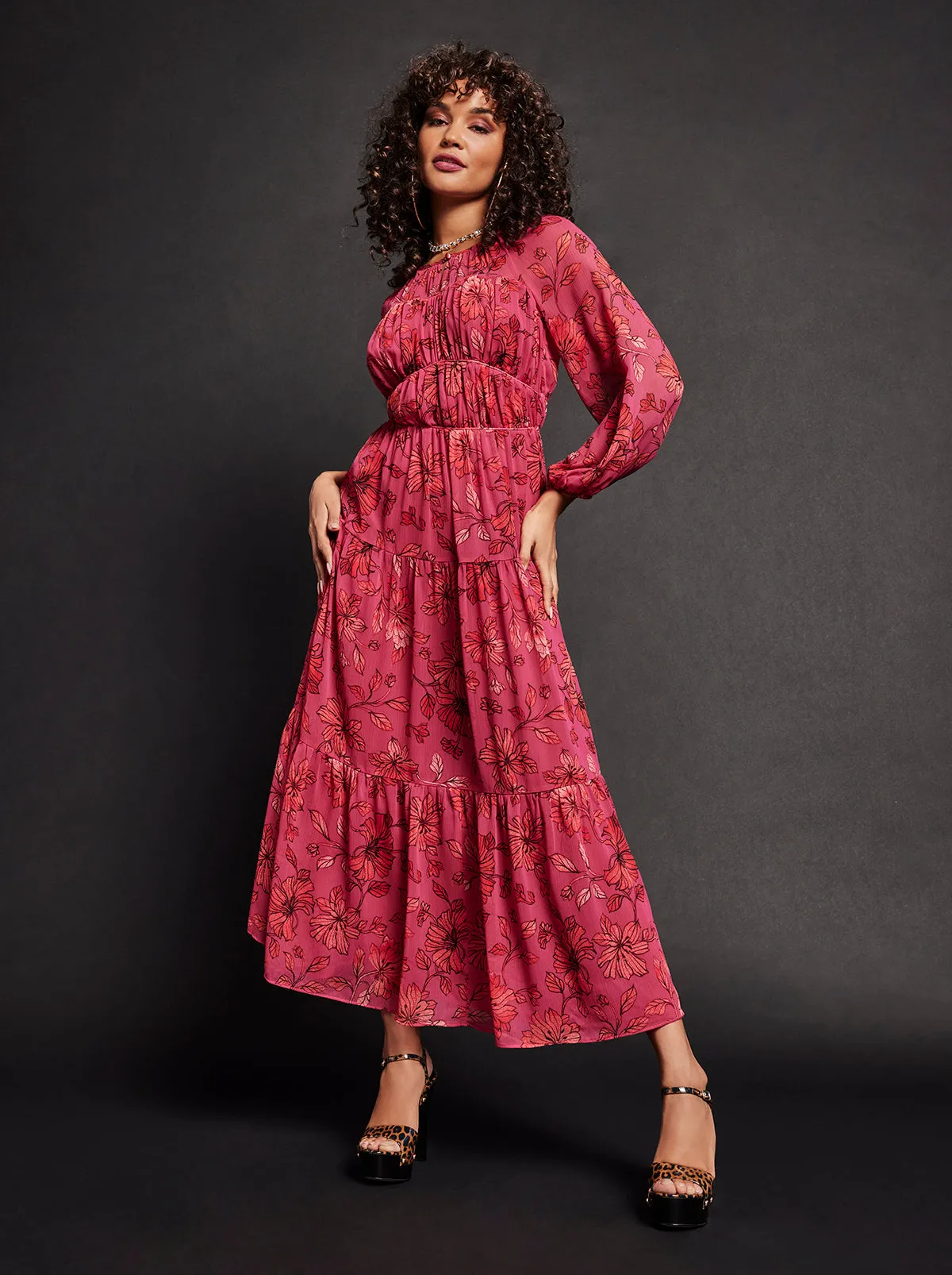 Sasha Maxi Dress in Outlined Blossoms sold by Jessica Simpson