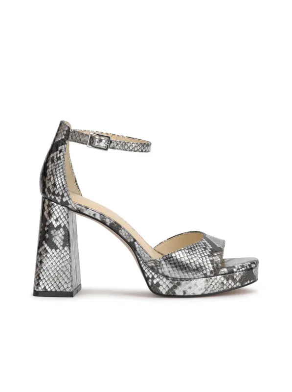 Kaliah Platform Sandal in Chrome Snake sold by Jessica Simpson