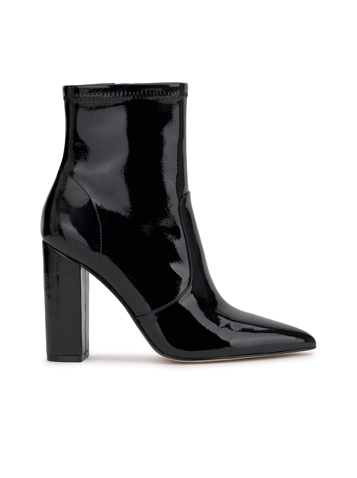 Narelle Pointed Toe Bootie in Black Patent sold by Jessica Simpson