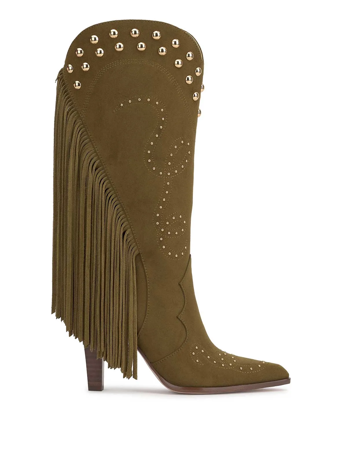Rosera Studded Fringe Boot in Olive Green sold by Jessica Simpson