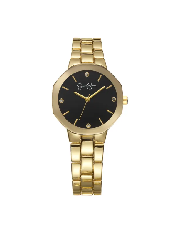 Metallized Bezel Bracelet Watch in Gold Tone sold by Jessica Simpson