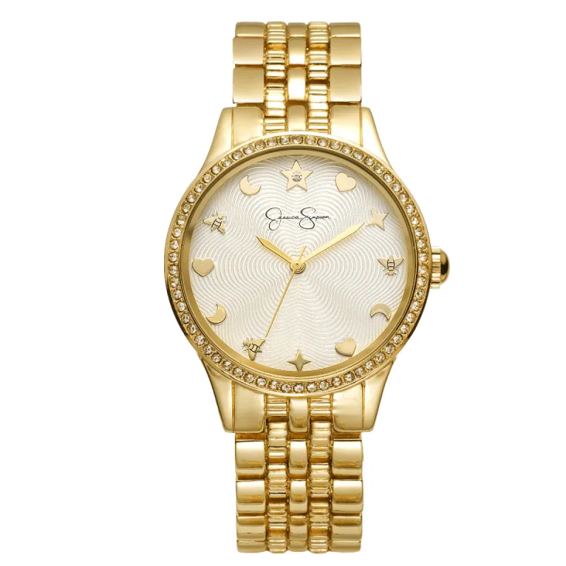 Crystal Motif Dial Watch in Gold sold by Jessica Simpson