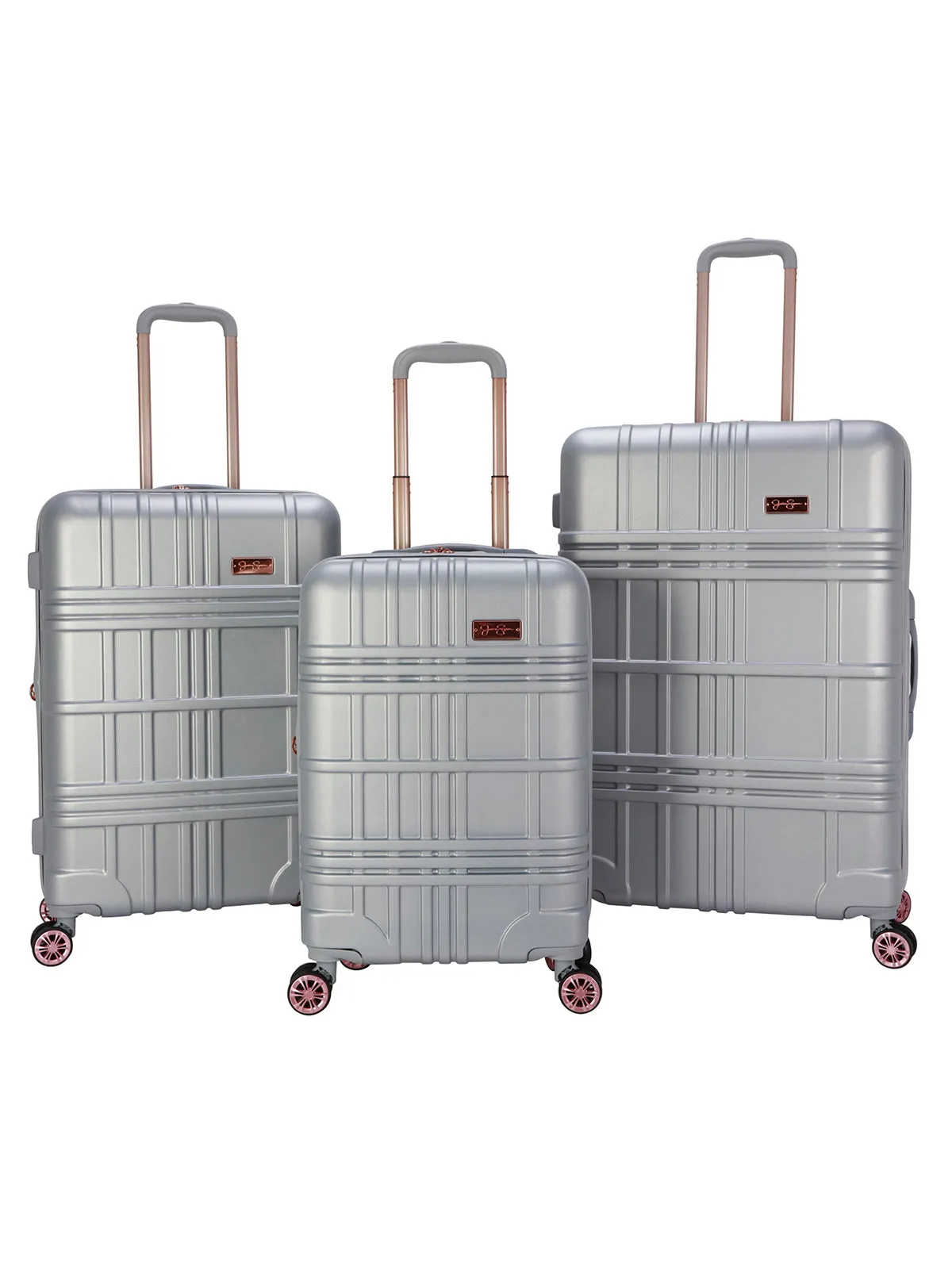 Jewel Plaid Luggage Collection in Silver sold by Jessica Simpson