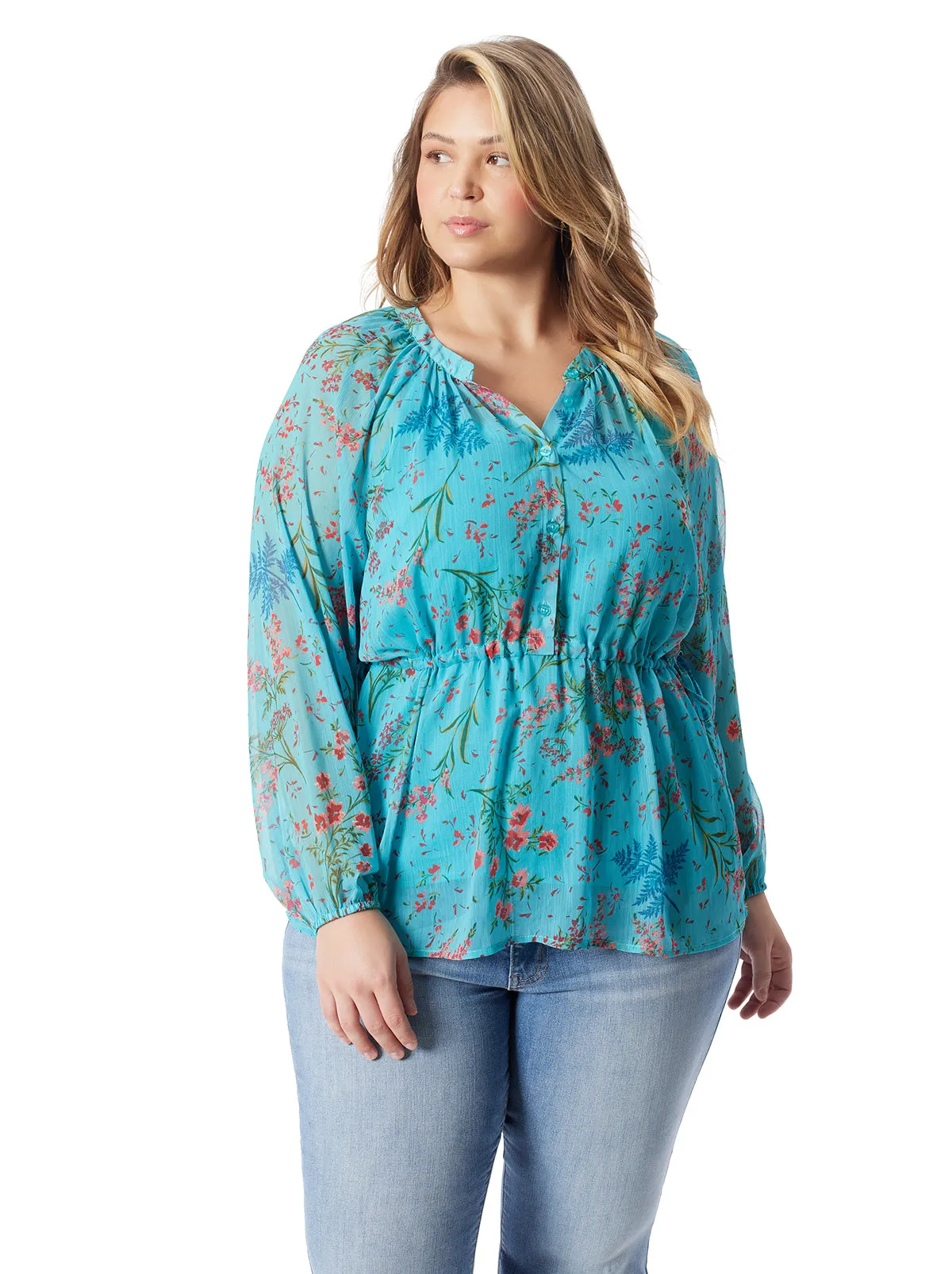 Micaela Blouse in Baltic-Field Floral sold by Jessica Simpson