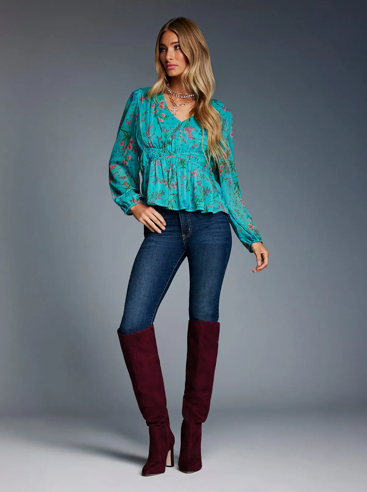 Marjani Top in Baltic-Field Floral sold by Jessica Simpson