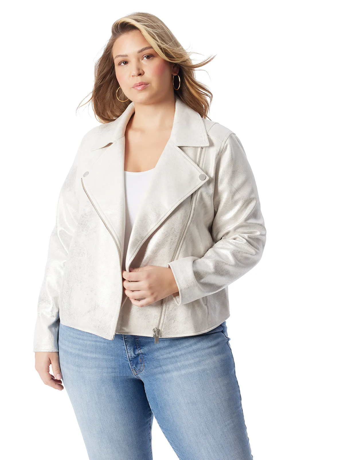 Biker Jacket in Silver Cream sold by Jessica Simpson