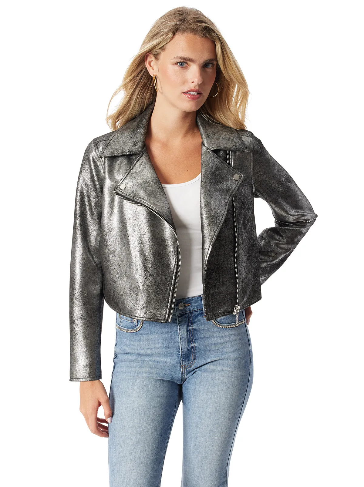 Biker Jacket in Silver Black sold by Jessica Simpson product image thumbnail 2