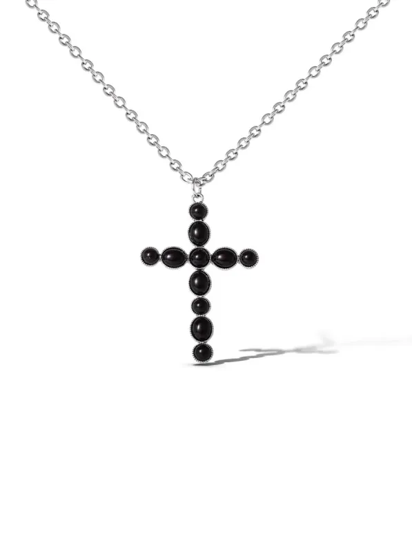Black Acrylic Cross Necklace sold by Jessica Simpson
