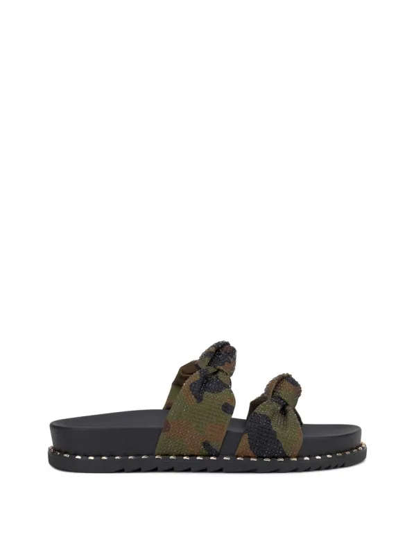 Caralyna Flat Sandal in Forest Camo sold by Jessica Simpson
