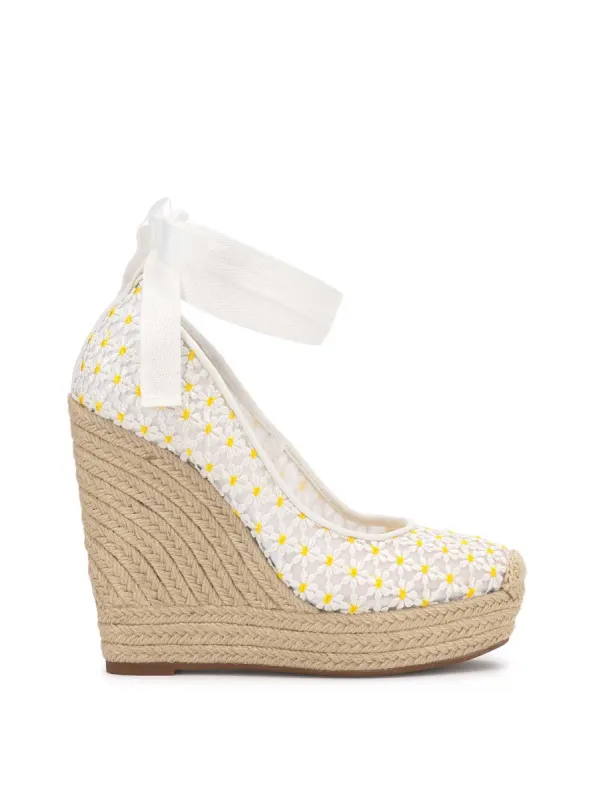 Zexie Platform Wedge in White Floral sold by Jessica Simpson