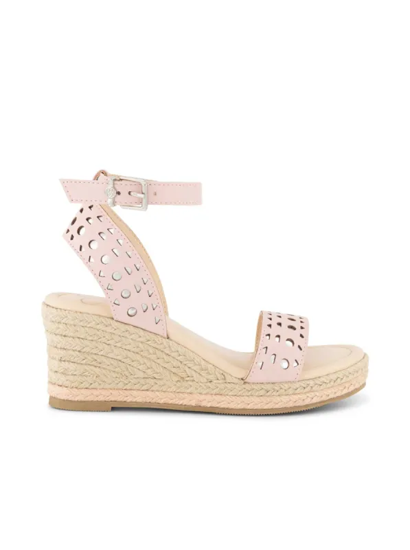 Girls' Asha Perforated Wedge Sandal in Blush sold by Jessica Simpson