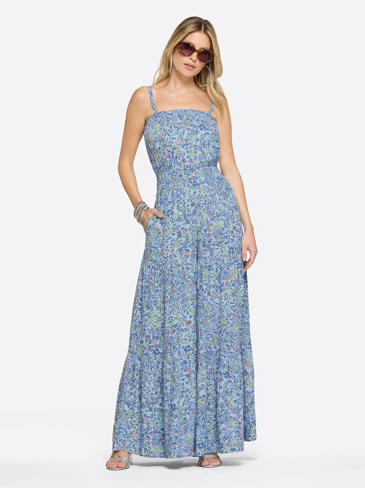 Devyn Jumpsuit in Decorative Blossoms sold by Jessica Simpson