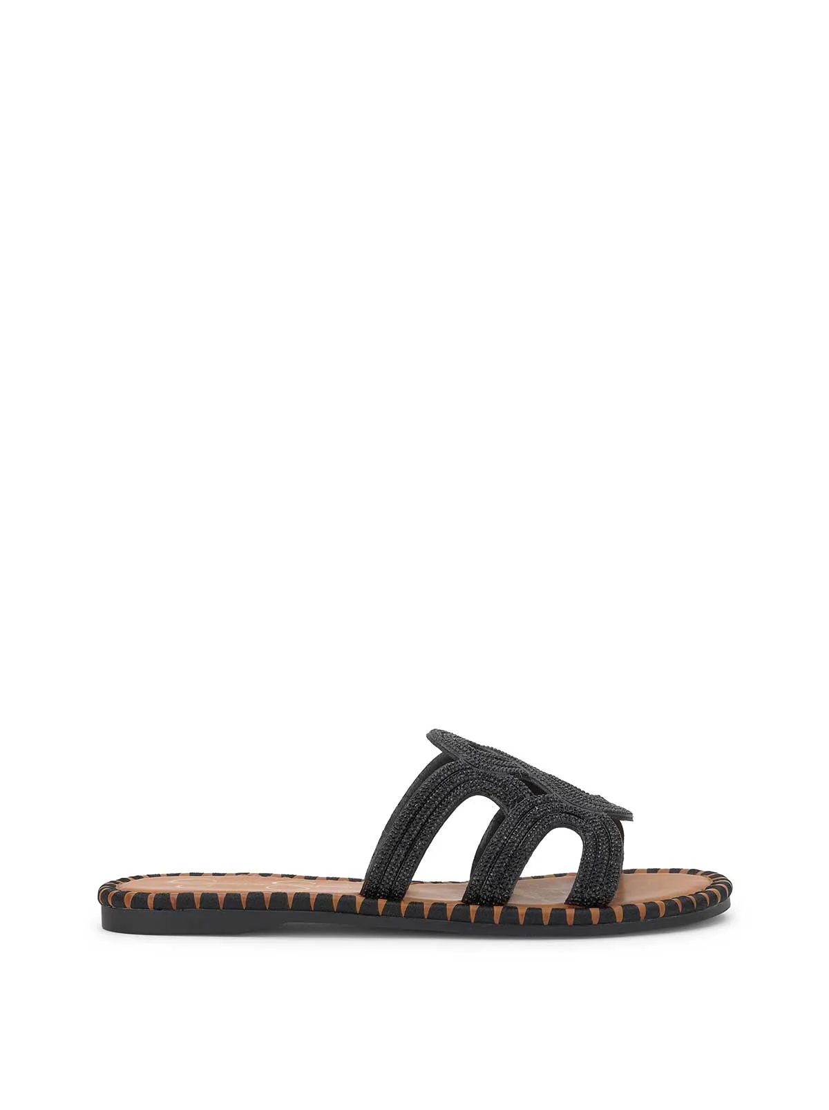 Bria Flat Sandal in Black sold by Jessica Simpson