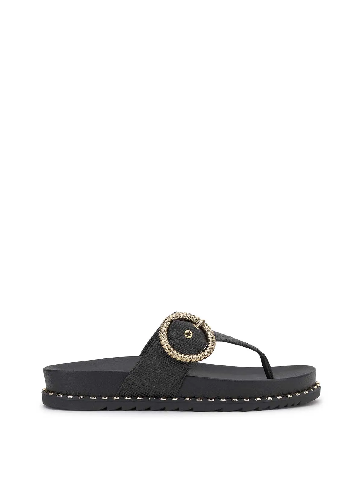 Cymmeri Flat Sandal in Black sold by Jessica Simpson