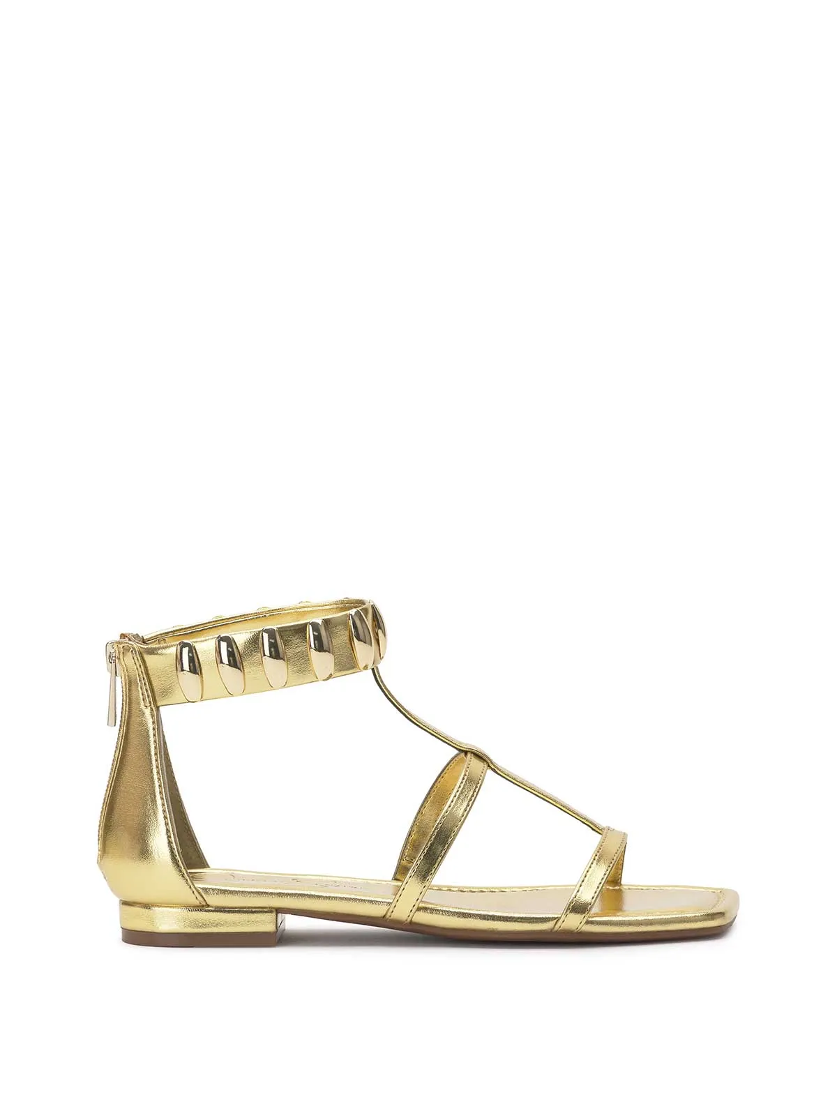 Elusta Flat Sandal in Gold sold by Jessica Simpson