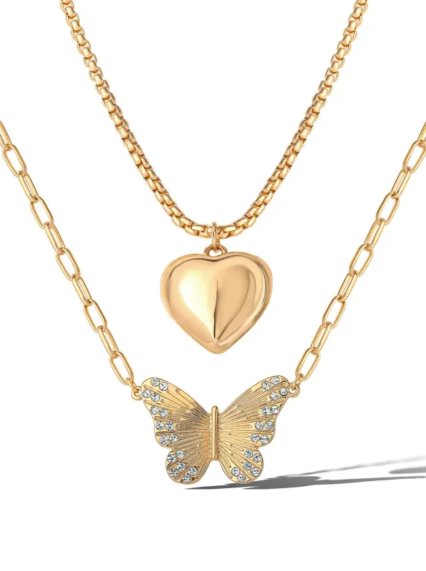 Butterfly Heart Layered Necklace made by Jessica Simpson