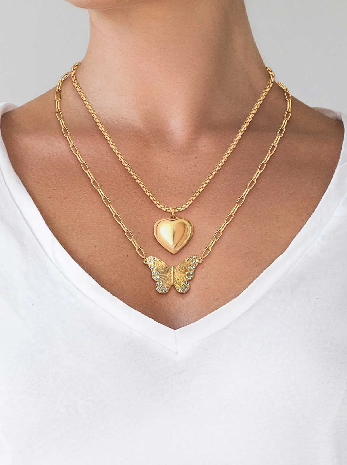 Butterfly Heart Layered Necklace sold by Jessica Simpson product image thumbnail 2
