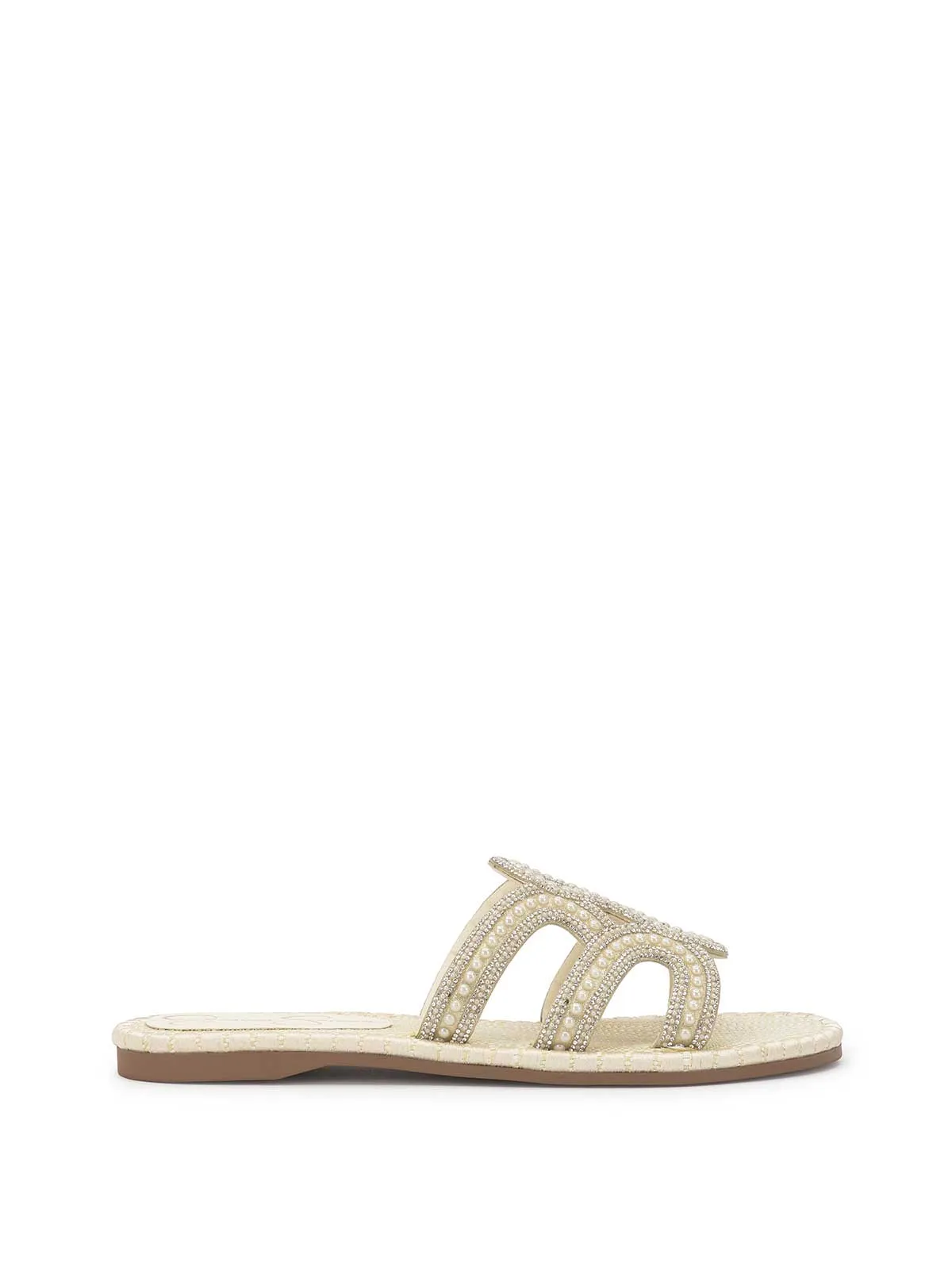 Bria Flat Sandal in Ivory sold by Jessica Simpson