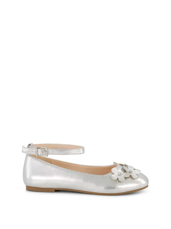 Little Girls' Amy Petal Ballet Flat in Silver sold by Jessica Simpson