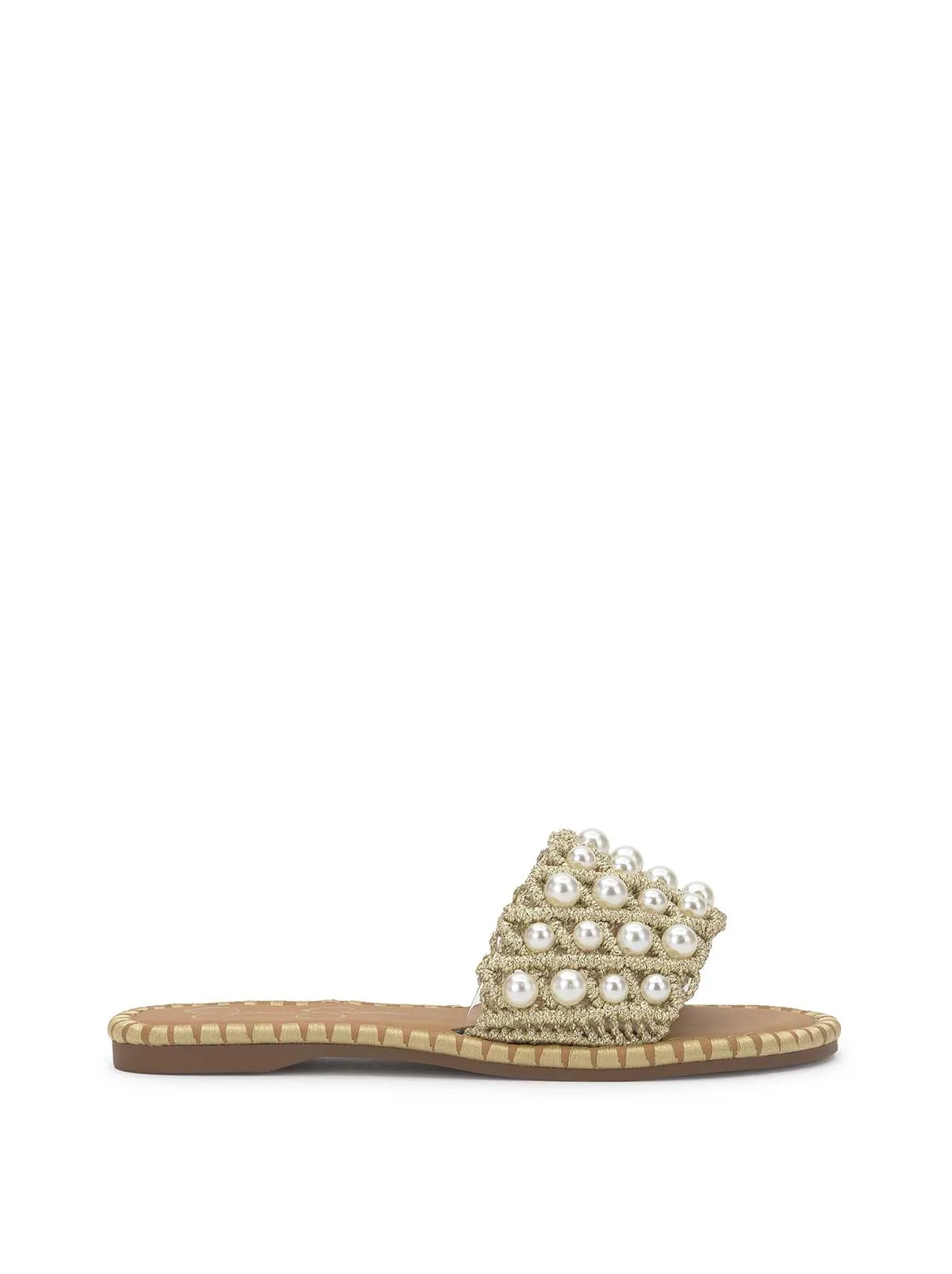 Brennara Flat Sandal in Soft Gold sold by Jessica Simpson