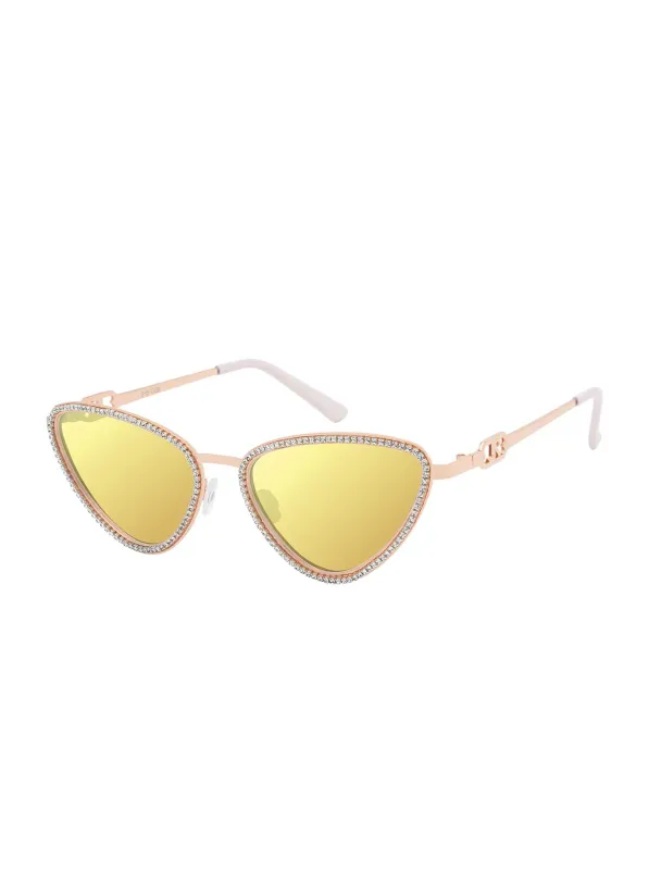 Triangle Crystal Encrusted Aviator Sunglasses in Rose Gold sold by Jessica Simpson
