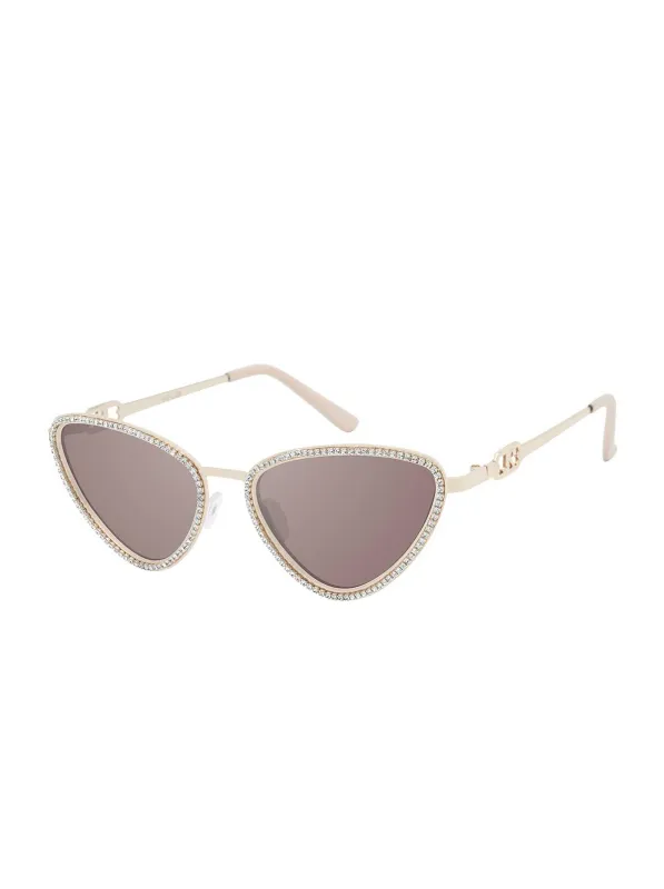 Triangle Crystal Encrusted Aviator Sunglasses in Gold sold by Jessica Simpson