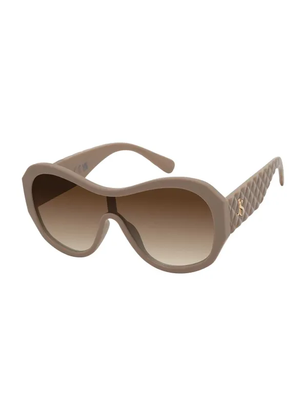 Stylish Oversized Shield Sunglasses in Horn Brown sold by Jessica Simpson