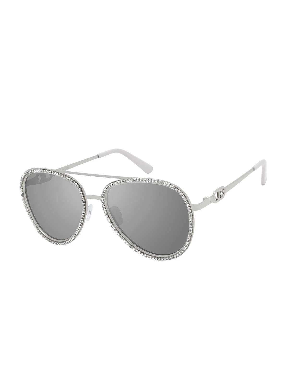 Glamorous Crystal Encrusted Aviator Sunglasses in Silver sold by Jessica Simpson