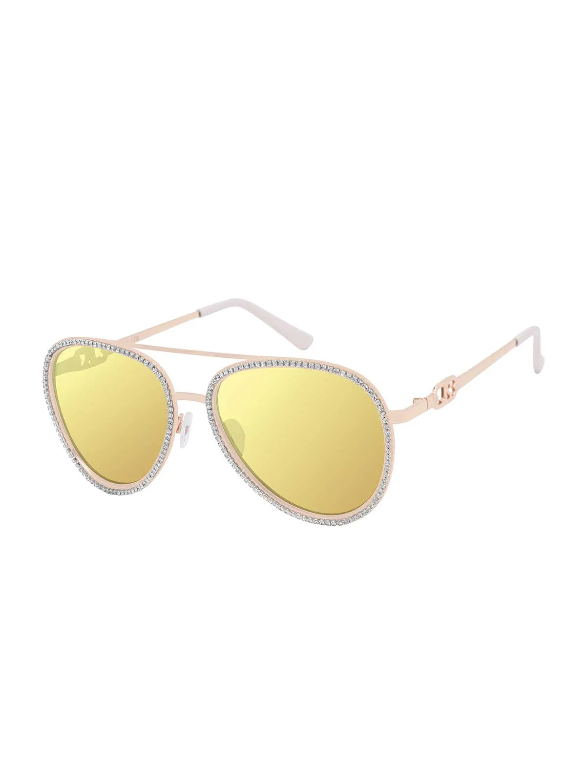 Glamorous Crystal Encrusted Aviator Sunglasses in Rose Gold sold by Jessica Simpson