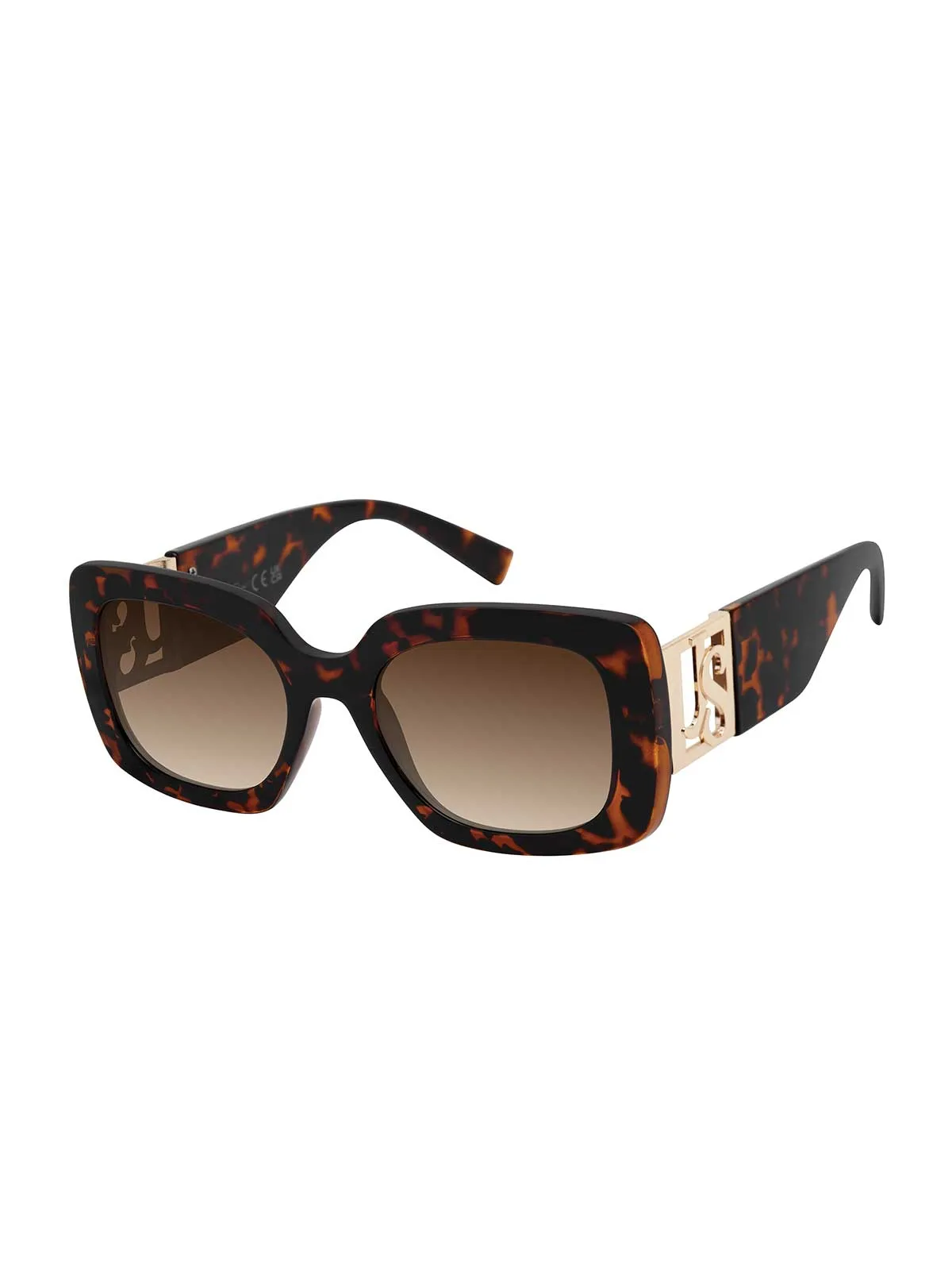 Glamorous Square Logo Temple Sunglasses in Tortoise sold by Jessica Simpson