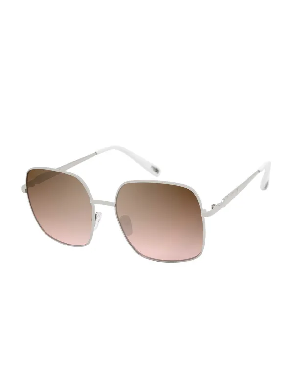 Glam Metal Square Sunglasses in Silver & White sold by Jessica Simpson