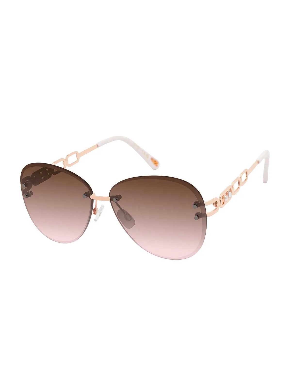 Chic Rimless Aviator Sunglasses in Rose Gold & Rose sold by Jessica Simpson