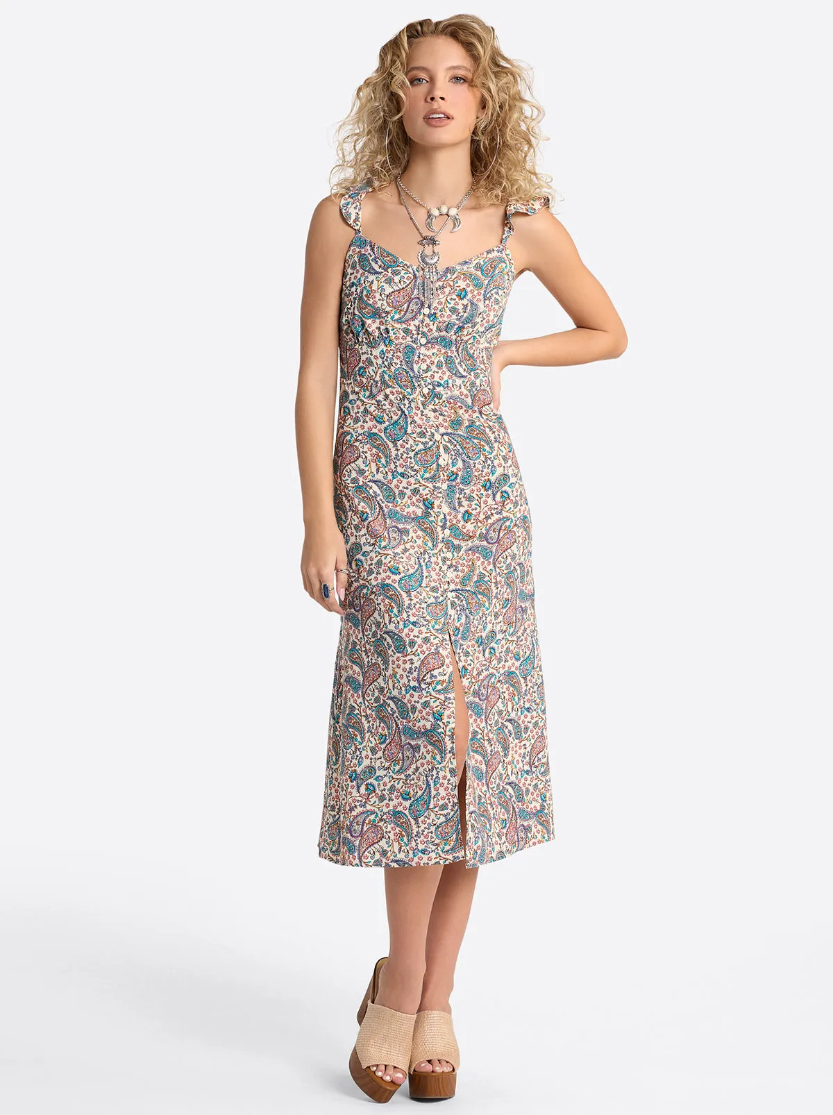 Sahira Dress in Buttercream Playful Paisleys sold by Jessica Simpson product image thumbnail 5