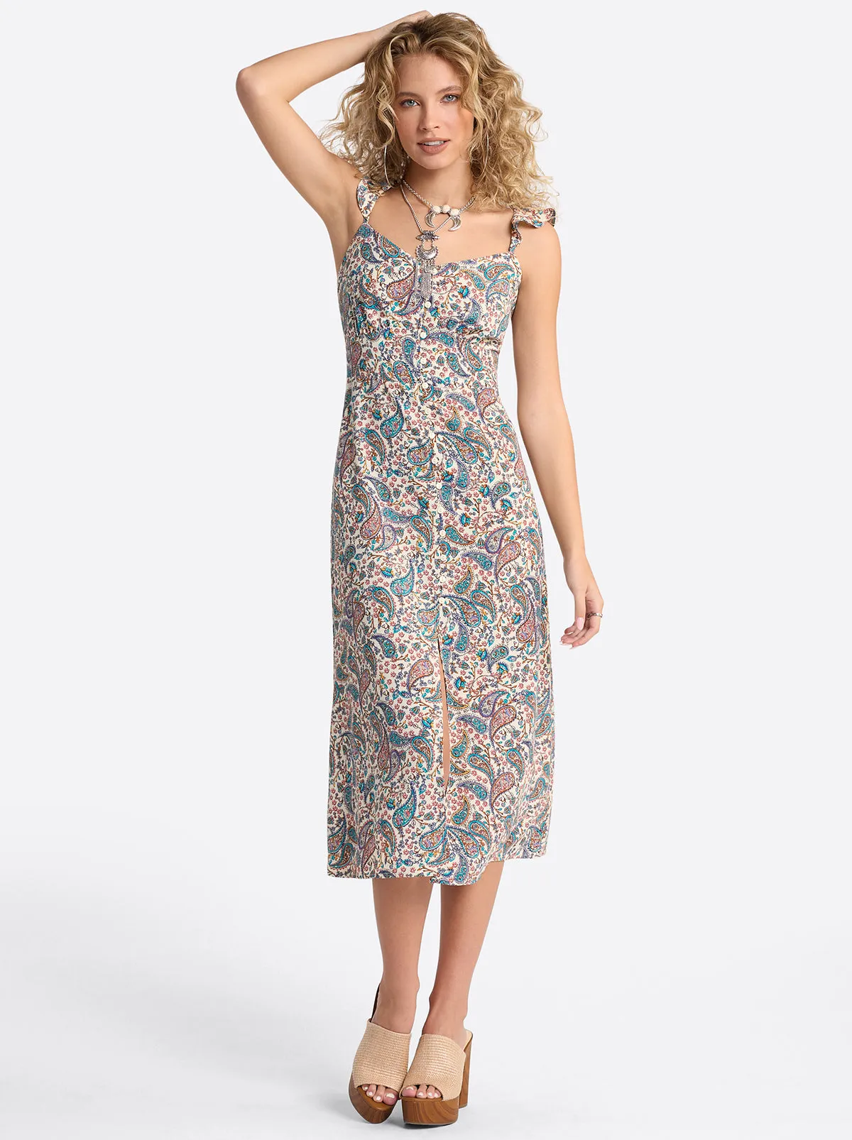 Sahira Dress in Buttercream Playful Paisleys sold by Jessica Simpson product image thumbnail 4