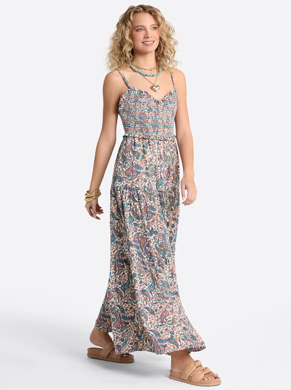 Bronte Dress in Buttercream Playful Paisleys sold by Jessica Simpson product image thumbnail 3