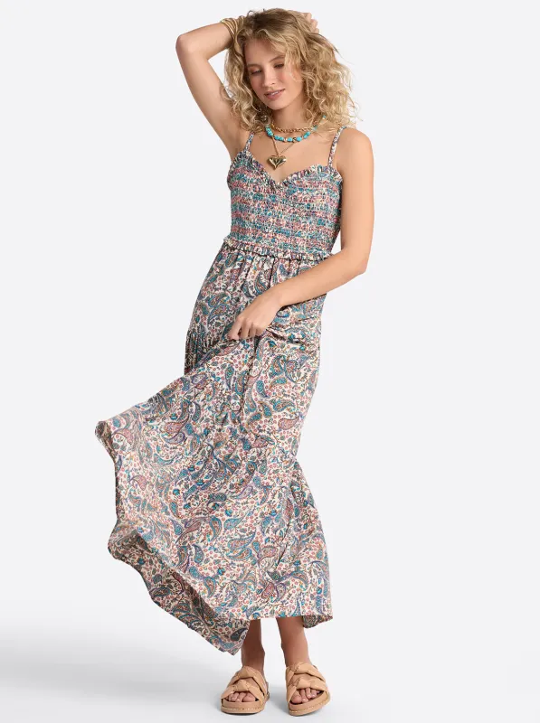 Bronte Dress in Buttercream Playful Paisleys sold by Jessica Simpson