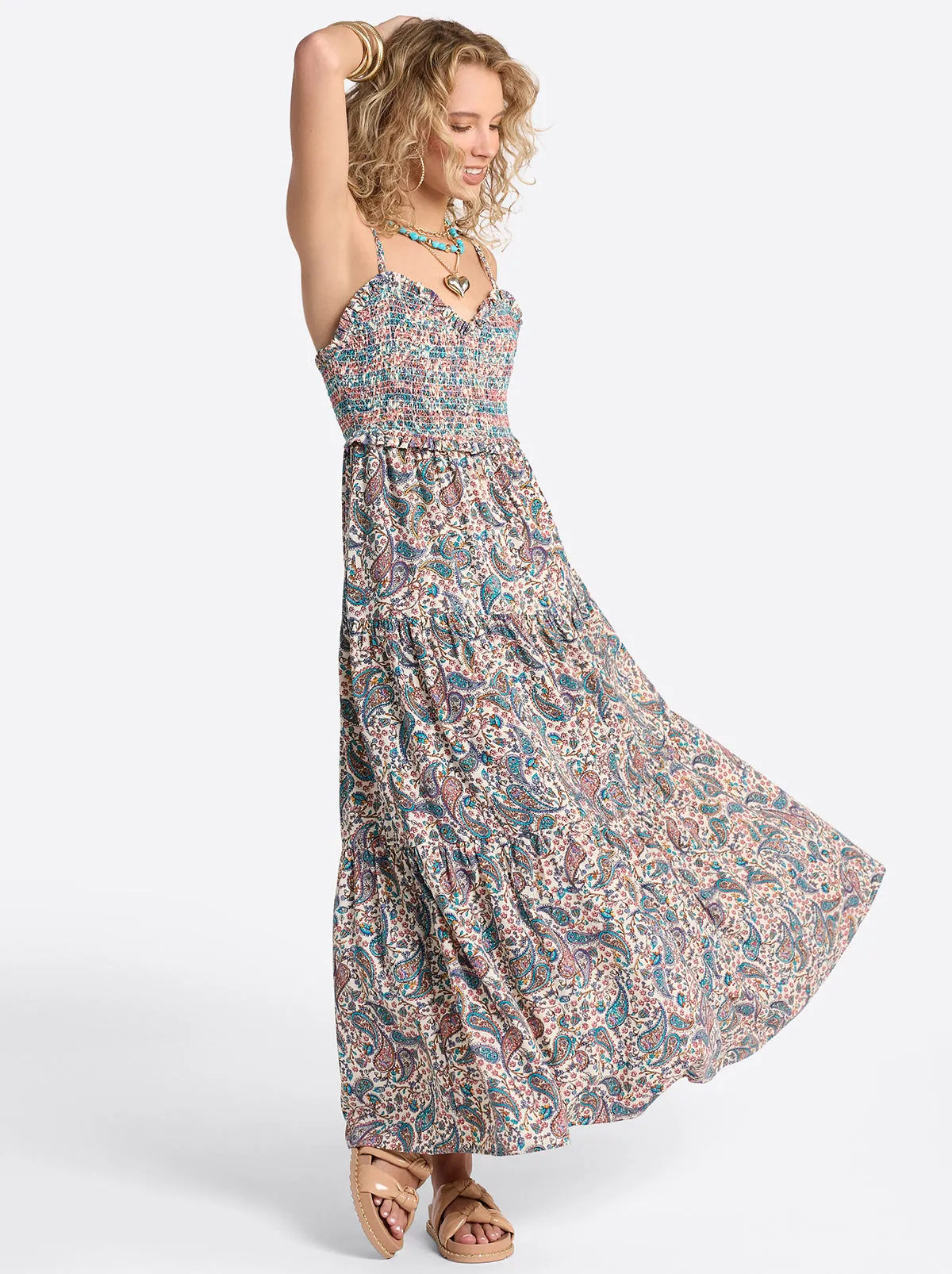 Bronte Dress in Buttercream Playful Paisleys sold by Jessica Simpson product image thumbnail 4