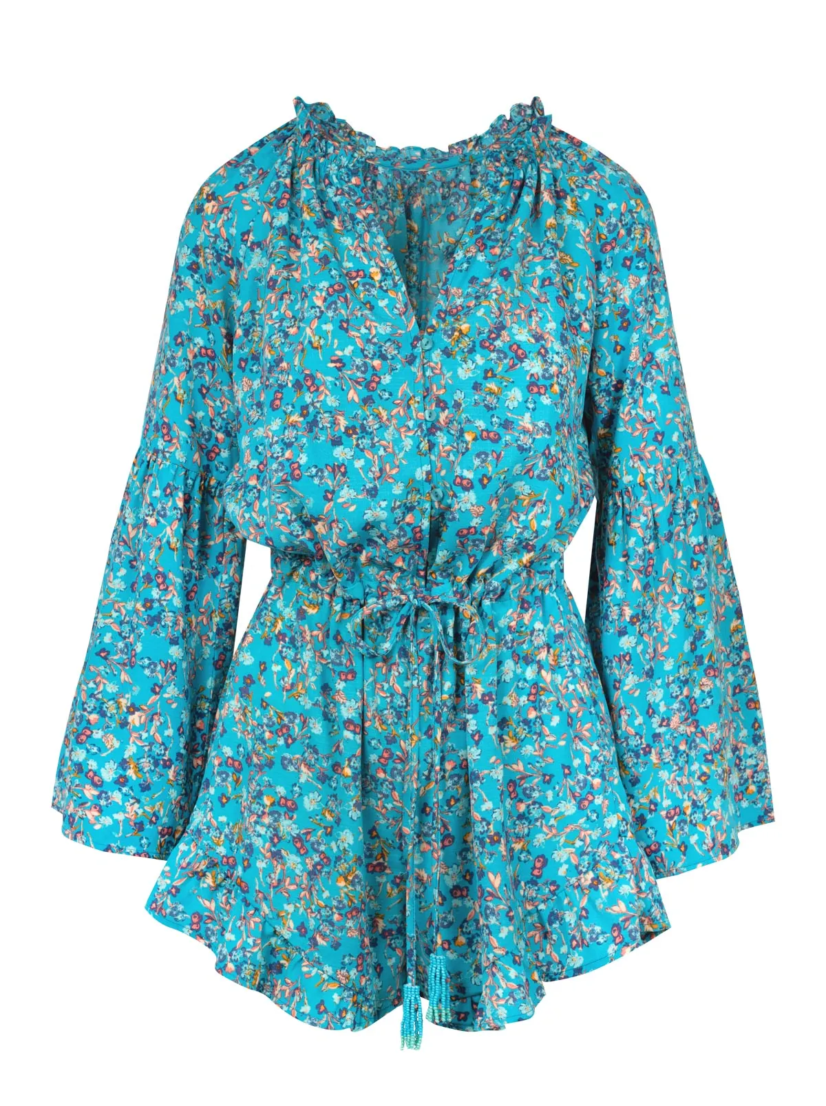 Aurelia Romper in Tile Blue Acrylic Ditsy sold by Jessica Simpson product image thumbnail 5