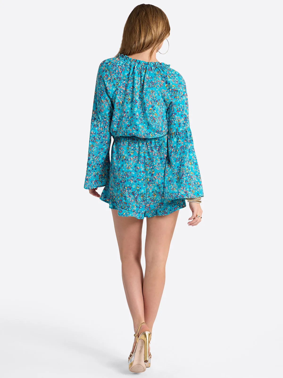 Aurelia Romper in Tile Blue Acrylic Ditsy sold by Jessica Simpson product image thumbnail 4