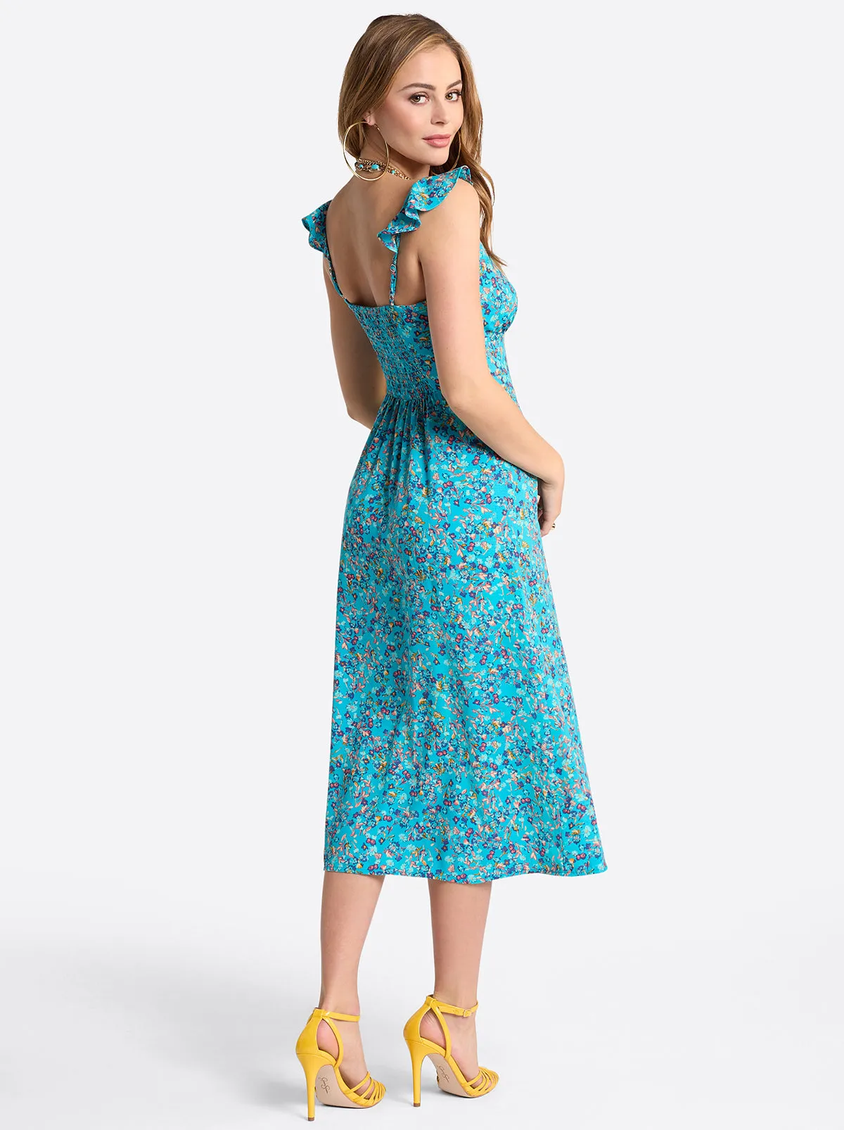 Sahira Dress in Tile Blue Acrylic Ditsy sold by Jessica Simpson product image thumbnail 4