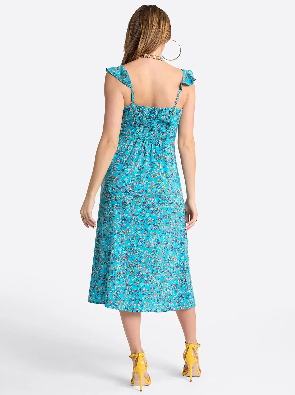 Sahira Dress in Tile Blue Acrylic Ditsy sold by Jessica Simpson product image thumbnail 5