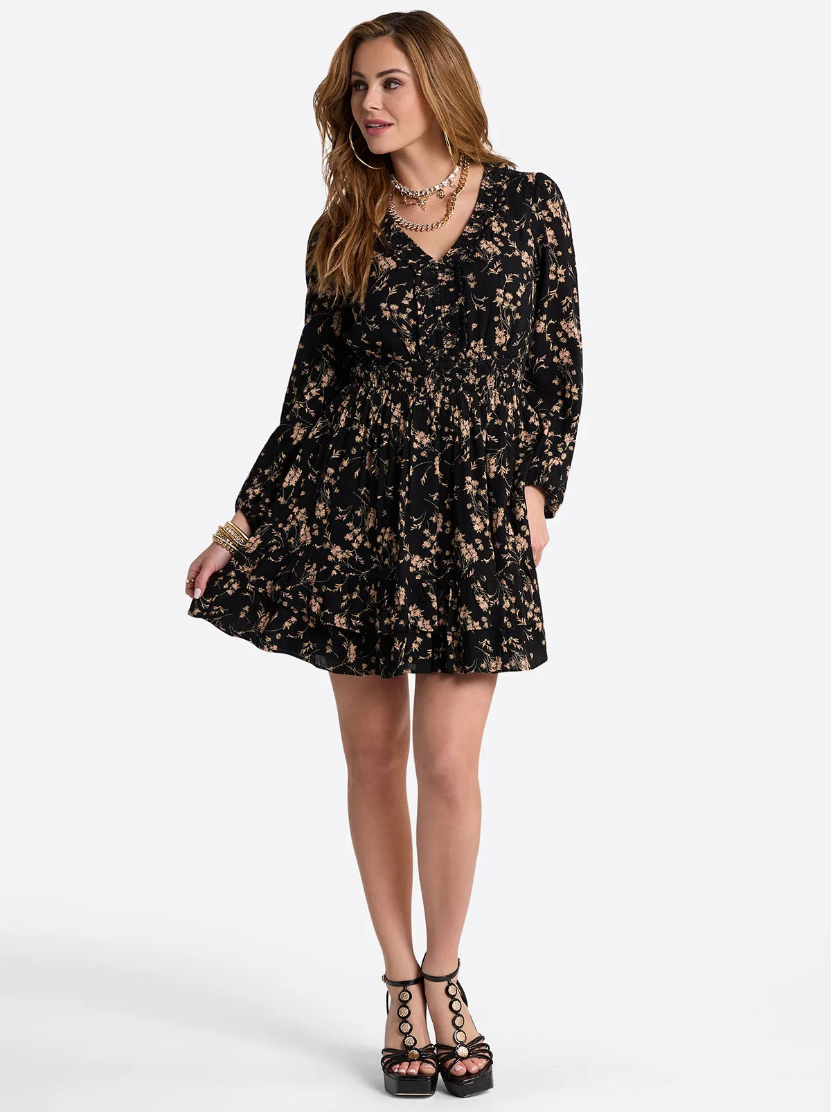 Yara Dress in Obsidian Wispy Ditsies sold by Jessica Simpson product image thumbnail 2