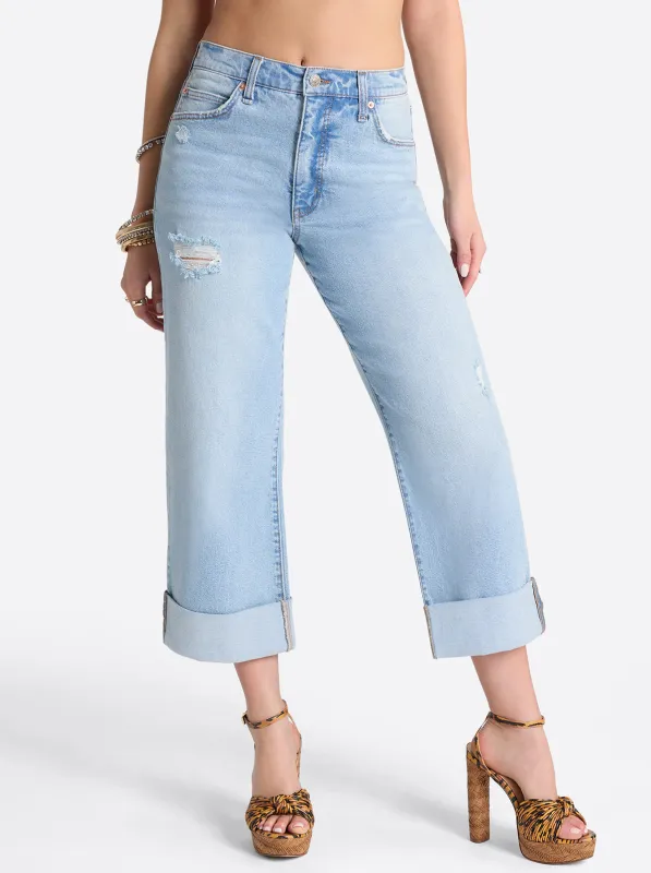 Valentine Wide Leg Boyfriend Jeans in Dearest sold by Jessica Simpson