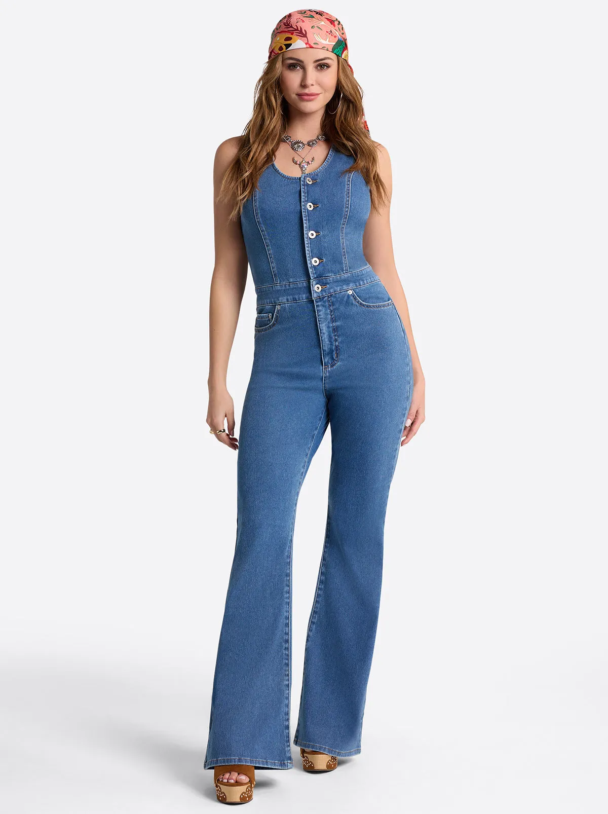 Flare Jumpsuit in Whispered sold by Jessica Simpson