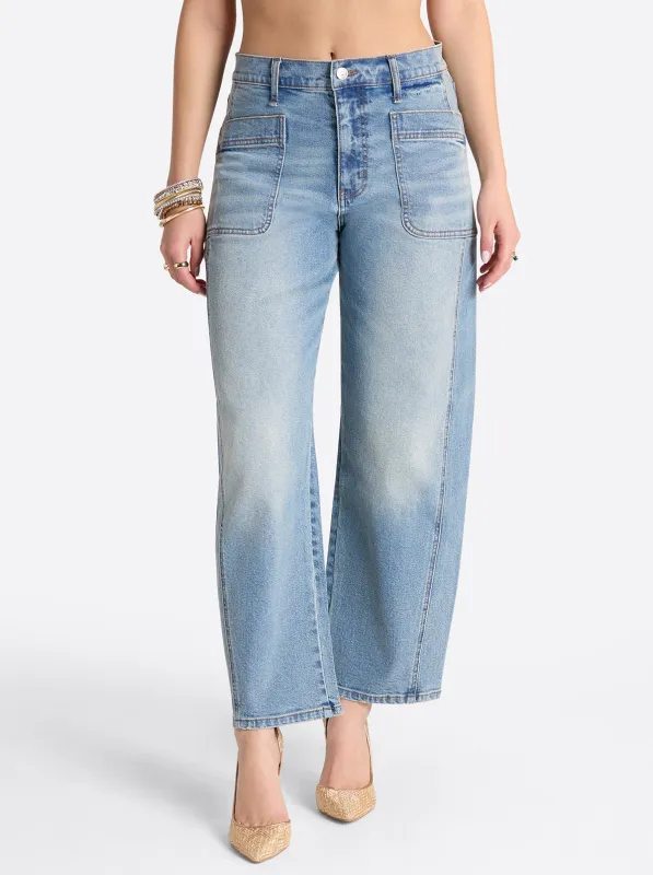 Relaxed Barrel Jeans in Composer sold by Jessica Simpson