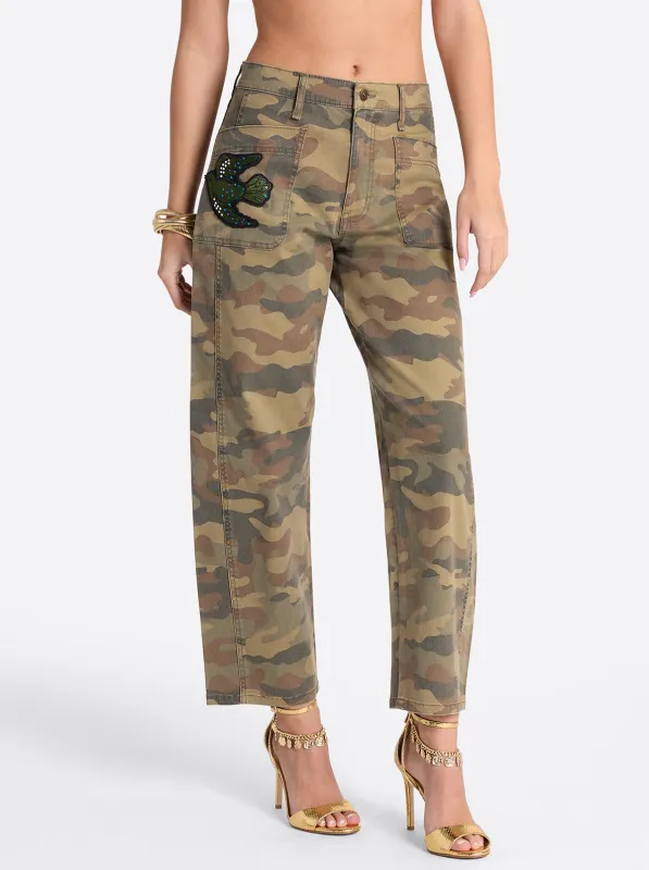 Relaxed Barrel Jeans in Camo sold by Jessica Simpson